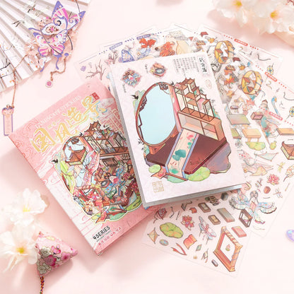 [Chinese Heritage] 4-in-1 Miniature Isometric Scene Sticker Set
