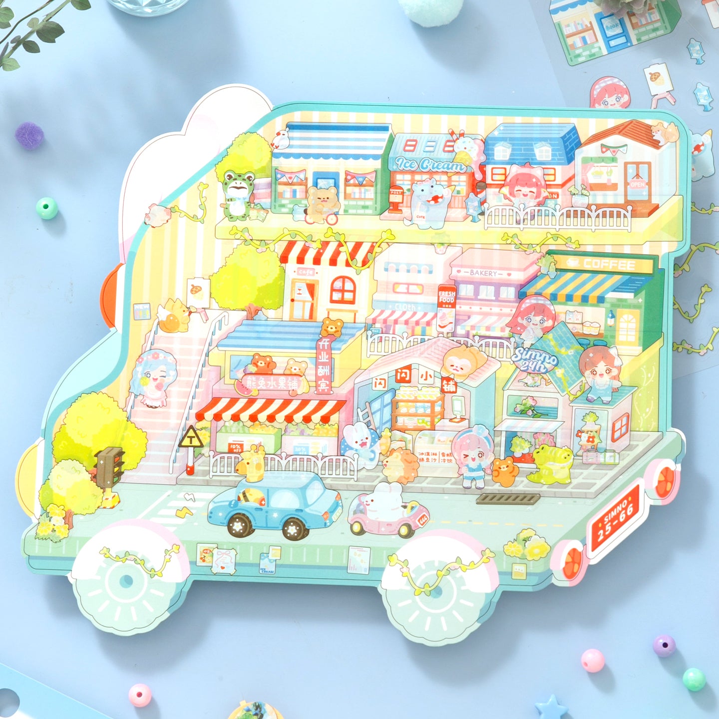 [Happy Town] XL Series Isometric Scene Stickers - Cozy Sticker Room