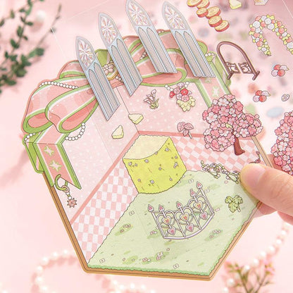 [Flower Gift Box] Isometric Miniature Scene Stickers - Cozy Sticker Room