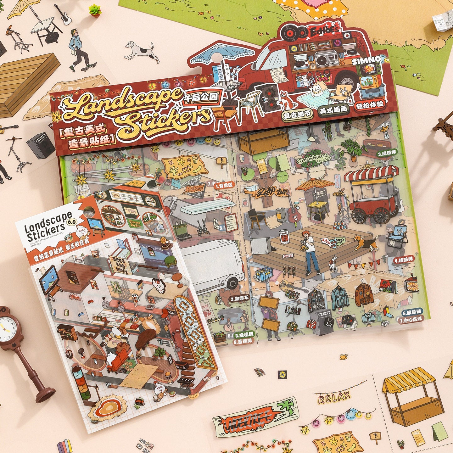 [Retro Park Market] XL Series Isometric Scene Stickers