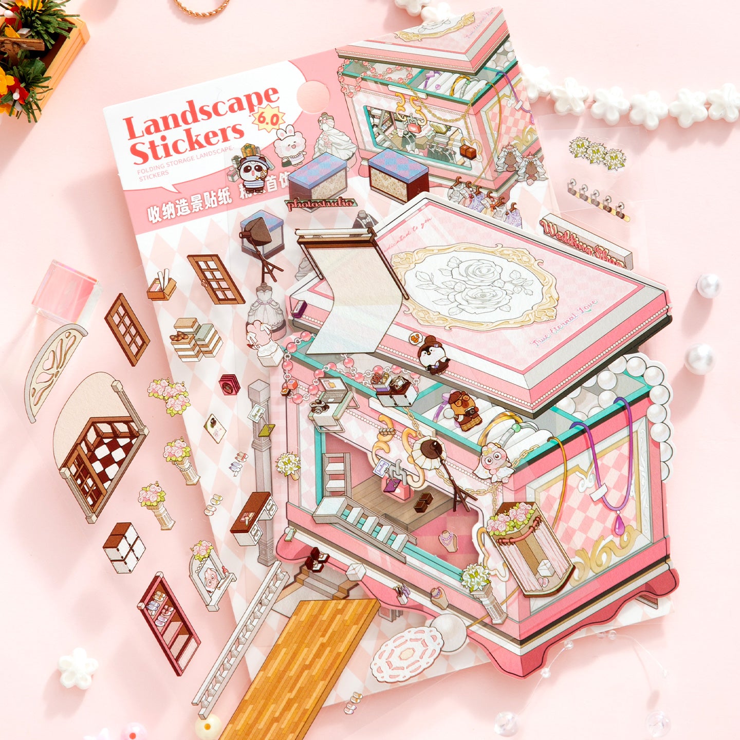 [Jewellery Box] Isometric Miniature Sticker Scene Card - Cozy Sticker Room