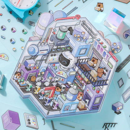[Robot Factory] Isometric Miniature Scene Stickers - Cozy Sticker Room