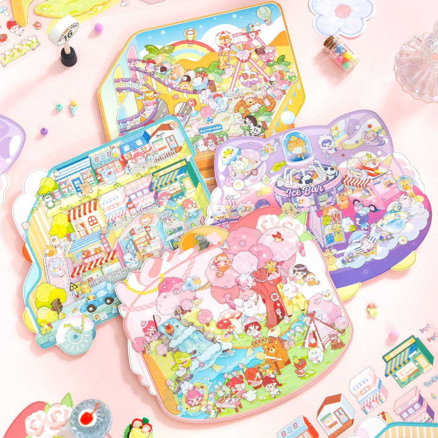 [Kiddie Wonderland] XL Series Isometric Scene Stickers - Cozy Sticker Room