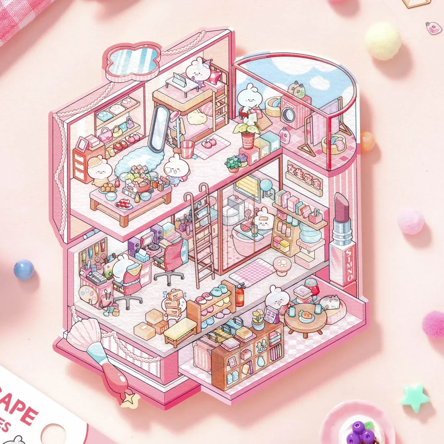 Cozy Sticker Room - Isometric Scene Stickers