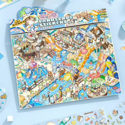[Water Park] XL Series Isometric Scene Stickers