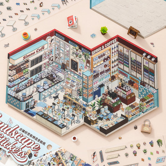 [Pet Cafe] XL Series Isometric Scene Stickers