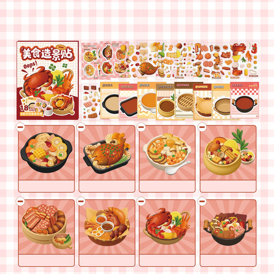 Mini Food Series - 8-in-1 Pocket Scene Sticker Book [Choose from 4 themes]