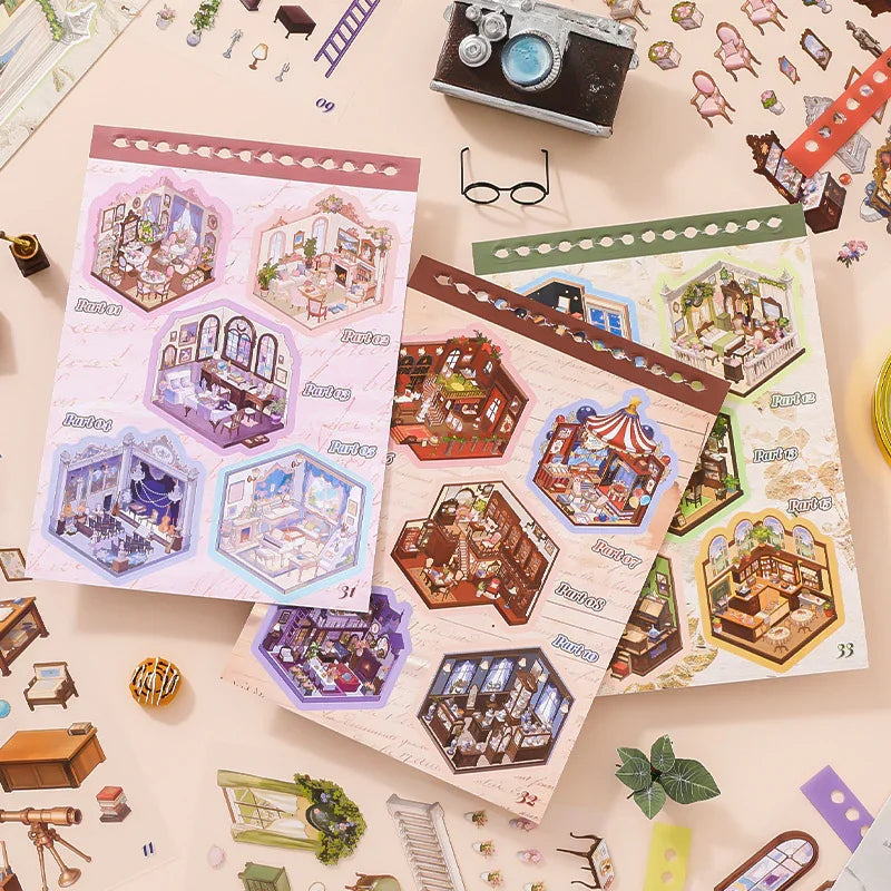 [Vintage House] 15-in-1 Isometric Scene Sticker Book