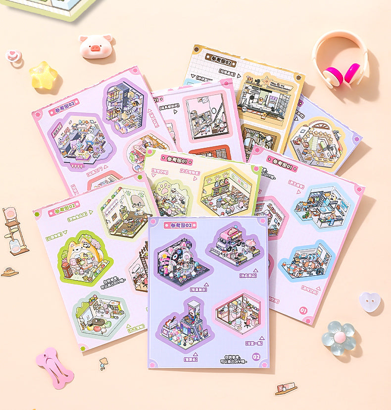 8-in-1 Pocket Scene Sticker Book [Choose from 4 themes]