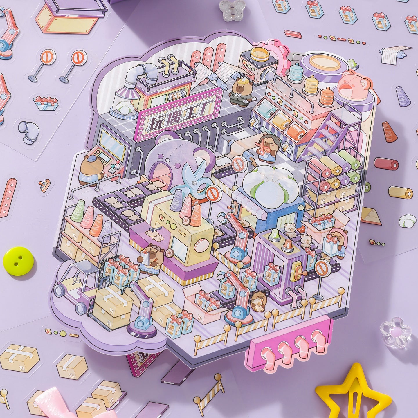 [Teddy Factory] Isometric Miniature Scene Stickers - Cozy Sticker Room