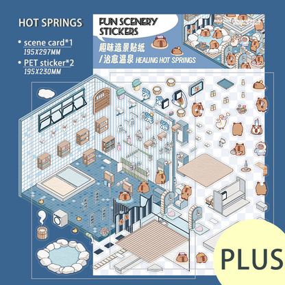 [Hot Spring] XL Series Isometric Scene Stickers