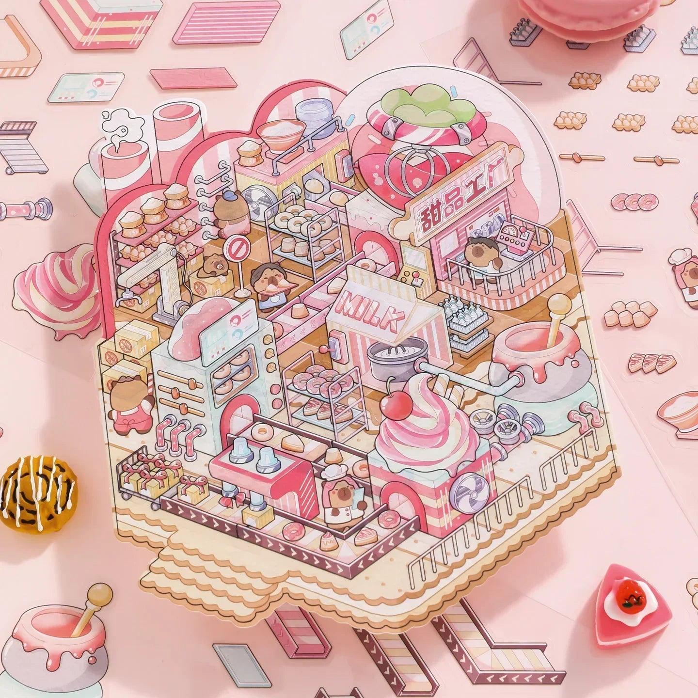 Sticker Room Scene Cozy Sticker Room - Isometric Scene Stickers