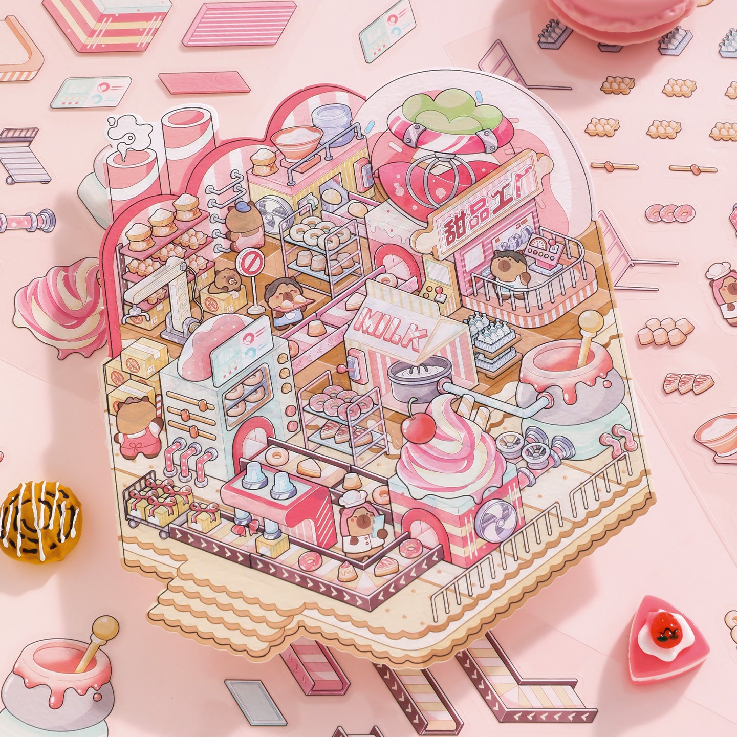 [Bakery Factory] Isometric Miniature Scene Stickers - Cozy Sticker Room
