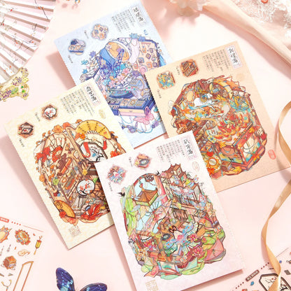 [Chinese Heritage] 4-in-1 Miniature Isometric Scene Sticker Set