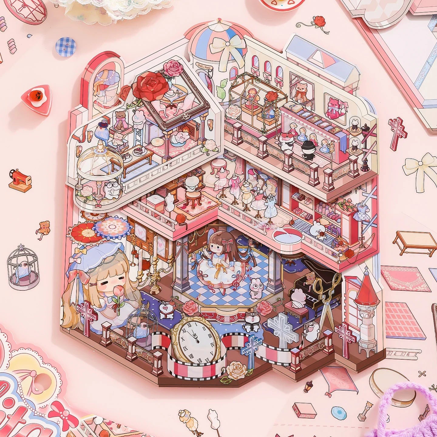 [Lolita Doll House] XL Folding Multi-Layer Scene Stickers