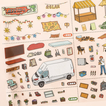 [Retro Park Market] XL Series Isometric Scene Stickers