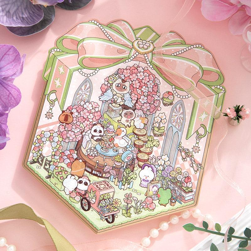 [Flower Gift Box] Isometric Miniature Scene Stickers - Cozy Sticker Room