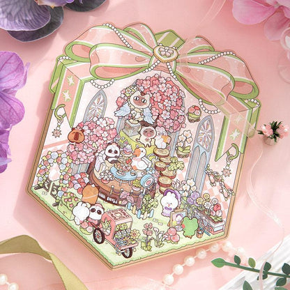 [Flower Gift Box] Isometric Miniature Scene Stickers - Cozy Sticker Room