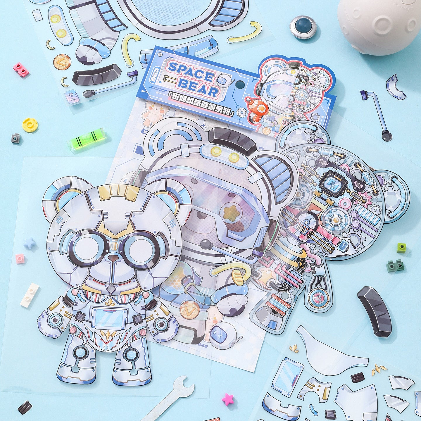 [Space Bear] 3-Layer Clockwork XL Scene Stickers