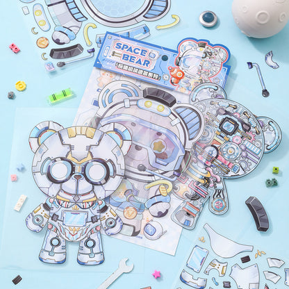 [Space Bear] 3-Layer Clockwork XL Scene Stickers