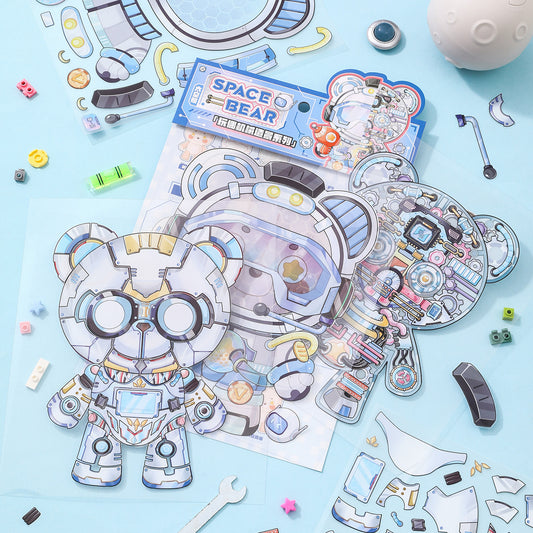[Space Bear] 3-Layer Clockwork XL Scene Stickers