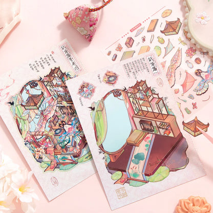 [Chinese Heritage] 4-in-1 Miniature Isometric Scene Sticker Set