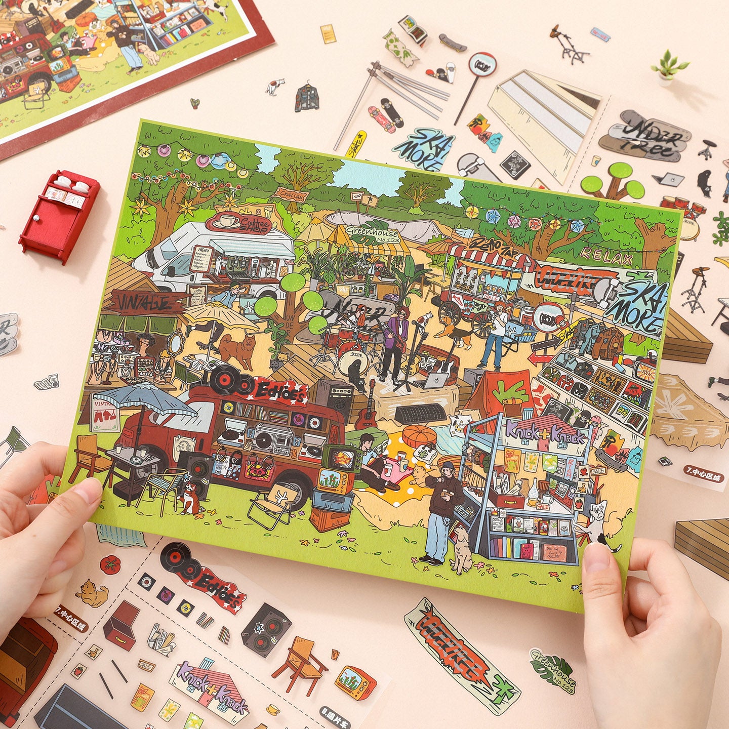 [Retro Park Market] XL Series Isometric Scene Stickers