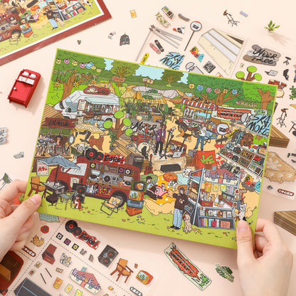 [Retro Park Market] XL Series Isometric Scene Stickers