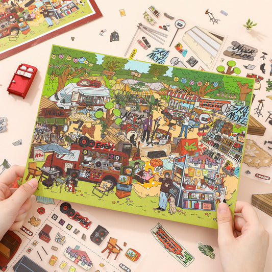 [Retro Park Market] XL Series Isometric Scene Stickers