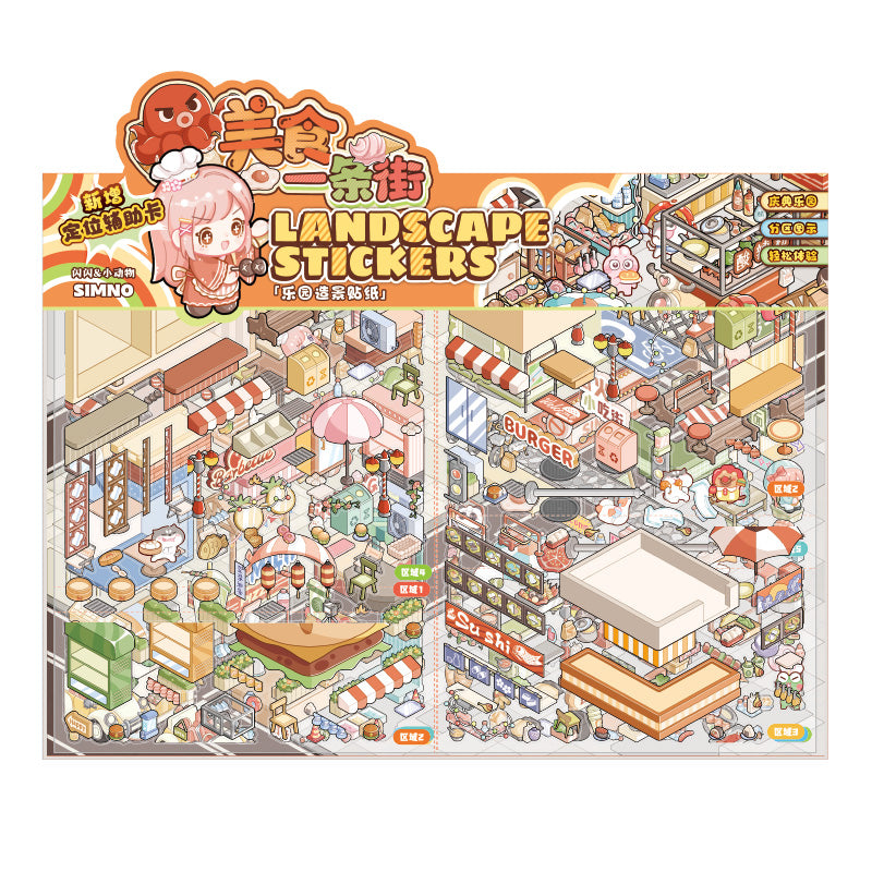 [Street Food Alley] XL Series Isometric Scene Stickers
