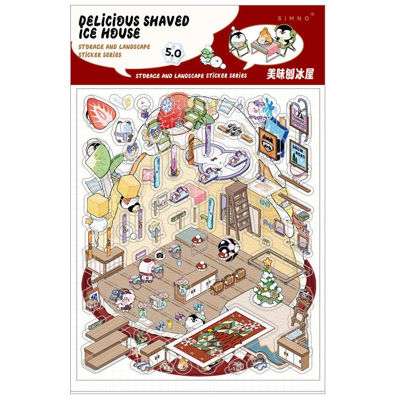 [Shaved Ice House] Isometric Miniature Scene Stickers - Cozy Sticker Room