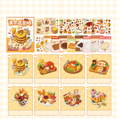 Mini Food Series - 8-in-1 Pocket Scene Sticker Book [Choose from 4 themes]
