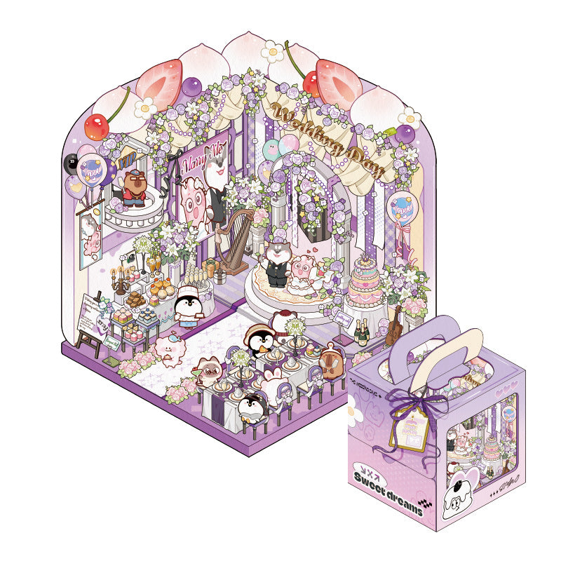 [Cake Box] Isometric Miniature Sticker Scene Card - Cozy Sticker Room