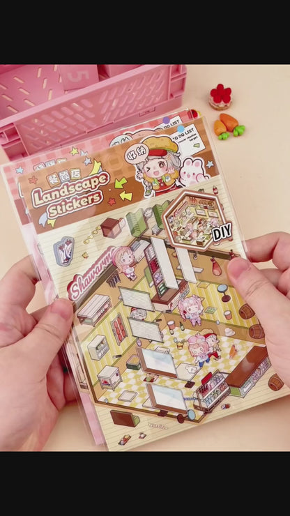 [Barbecue Restaurant] Isometric Miniature Scene Stickers