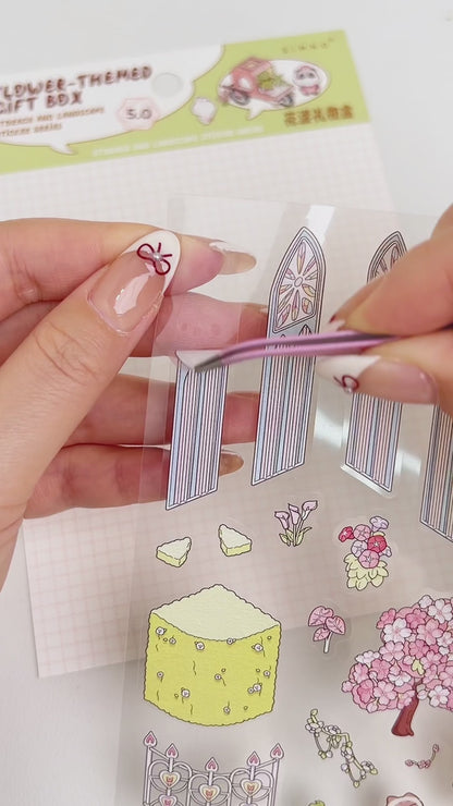 [Flower Gift Box] Isometric Miniature Scene Stickers